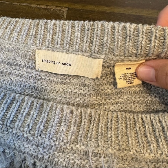 Sleeping on Snow Anthropologie Nuvola Sweater Womens M Wool Blend Ruffle Eyelash - Picture 5 of 11